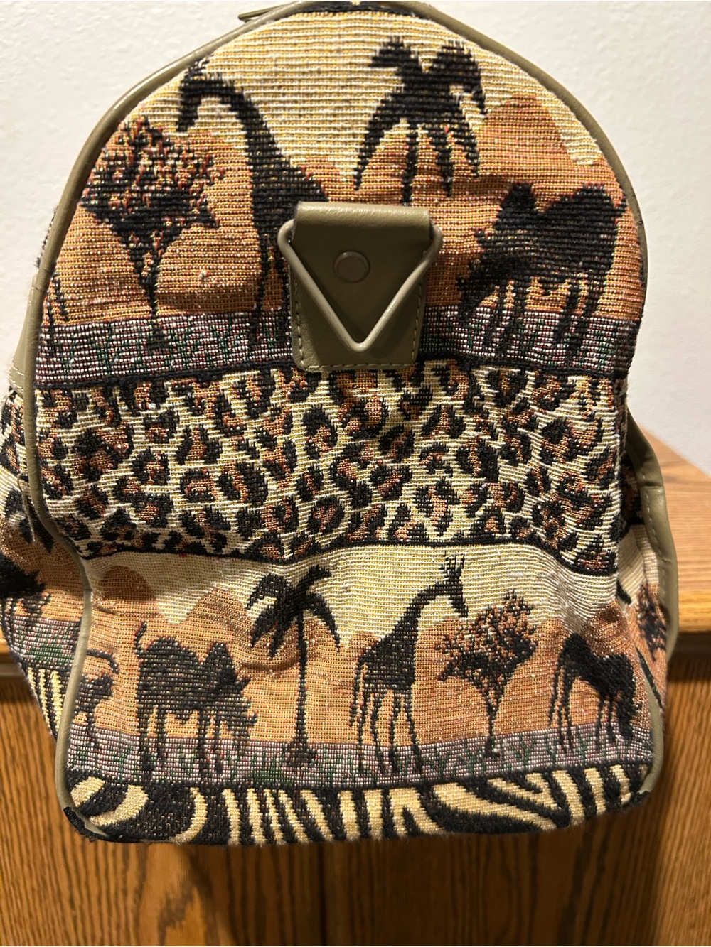Safari-Print Travel Tote in Olive & Tan - Picture 4 of 12